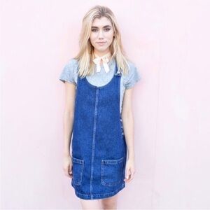 Topshop Jean Jumper dress Overall Denim Motto size 2